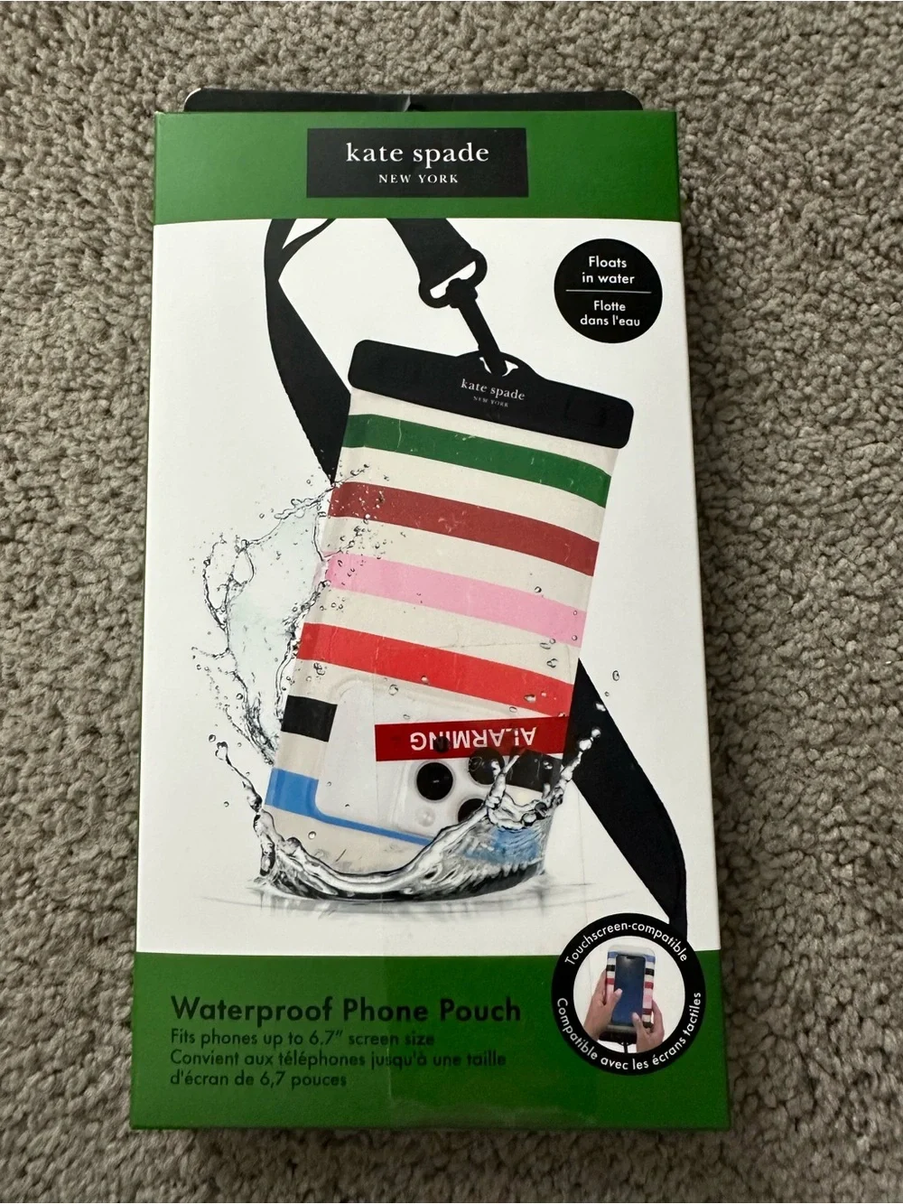 NIB-kate spade new york IP68‎ Floating Waterproof Phone Pouch - Adventure Stripe